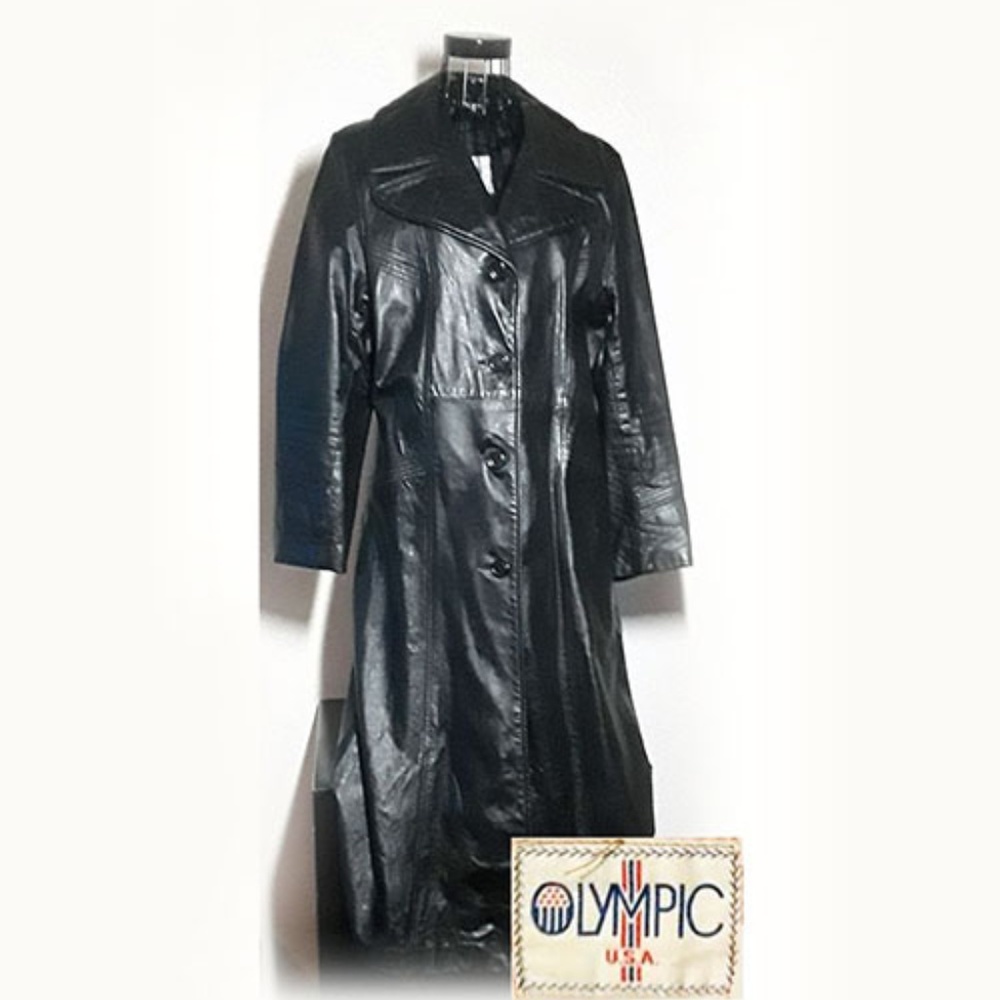 Olympic USA Full Length Black Trench Coat